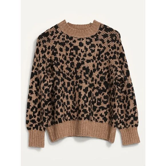Old Navy Sweaters - Old Navy Women's Cozy Crewneck Sweater - Brown Leopard Print  S